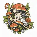 snail rain mushroom fairy tattoo design idea