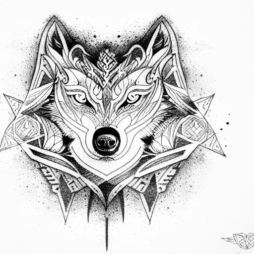 Nordic Wolf and Raven tattoo design idea