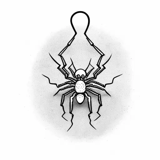 A gothic style spider hanging from a globe tattoo design idea