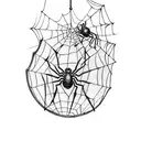 A gothic style spider hanging from a globe tattoo design idea