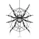 A gothic style spider hanging from a globe tattoo design idea