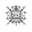 A gothic style chandelier hanging from a globe tattoo design idea