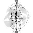 A gothic style chandelier hanging from a globe tattoo design idea