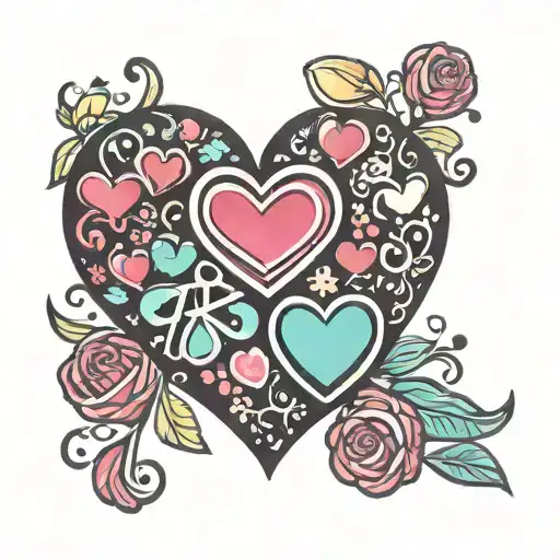 Gummy candy hearts overlapping tattoo design idea