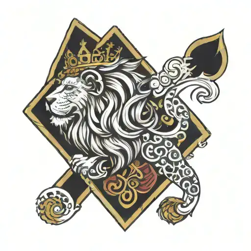 king of spades English lion tattoo design idea