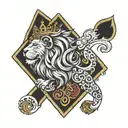king of spades English lion tattoo design idea