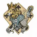 king of spades English lion tattoo design idea