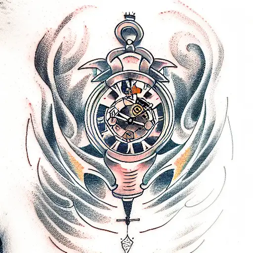 grandfather clock tattoo design idea