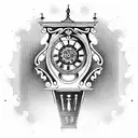 grandfather clock tattoo design idea