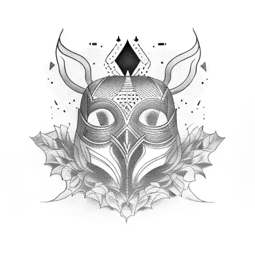 hanya mask inside a glass of wine  tattoo design idea