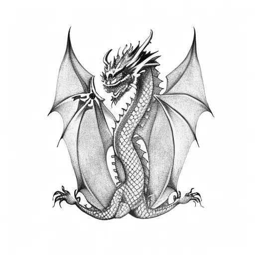 dragon with the word gratitude  tattoo design idea