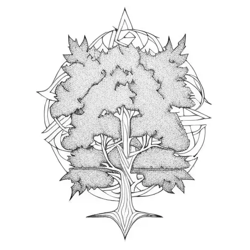 medieval tree tattoo design idea