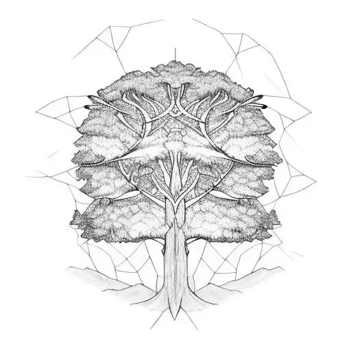 medieval tree tattoo design idea