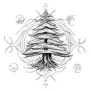 medieval tree tattoo design idea
