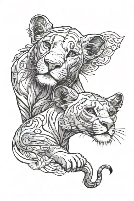 simba young couple tattoo design idea