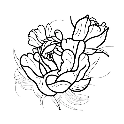 bold line tulip tattoo design idea