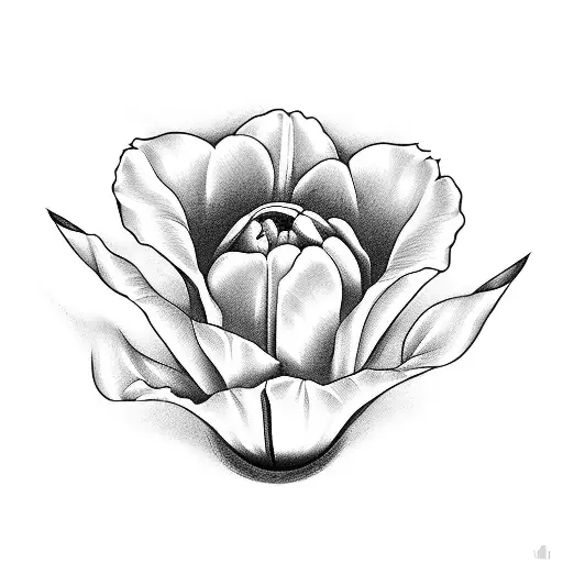 bold line tulip tattoo design idea