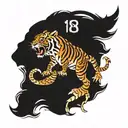 1998 date of birth with tiger head and crab beside tattoo design idea