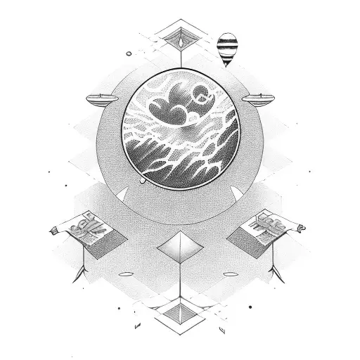 vertical solar system tattoo design idea