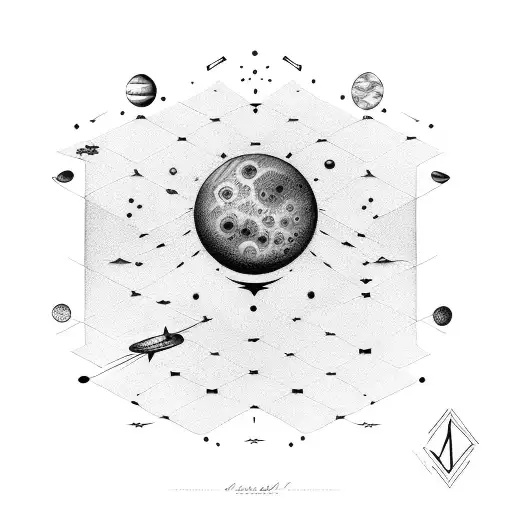 vertical solar system tattoo design idea