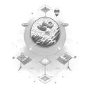 vertical solar system tattoo design idea