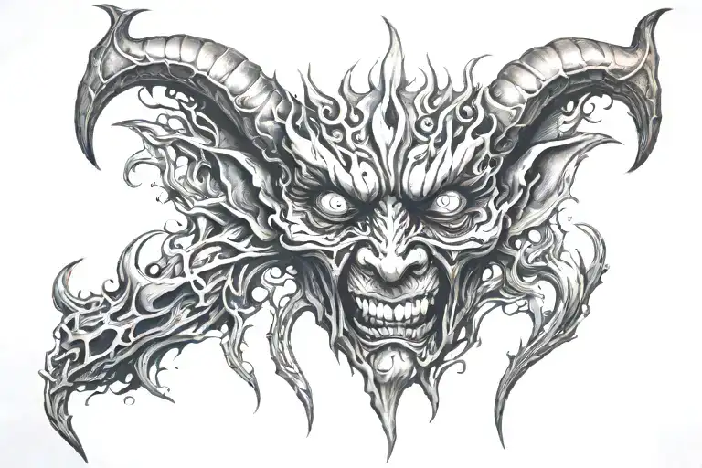 Demon face tattoo design idea