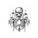 Skeleton drinking beer tattoo design idea