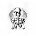 Skeleton drinking beer tattoo design idea