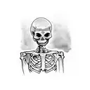 Skeleton drinking beer tattoo design idea