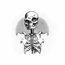 Skeleton drinking beer tattoo design idea