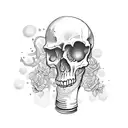 skeleton drinking beer tattoo design idea
