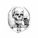 skeleton drinking beer tattoo design idea