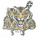 mama tiger and 4 cubs tattoo design idea