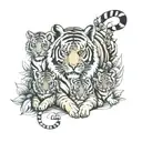 mama tiger and 4 cubs tattoo design idea