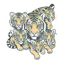 mama tiger and 4 cubs tattoo design idea