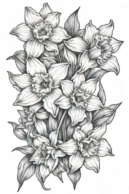 Create a tattoo deisgn that incorporates Jonquils and daffodils tattoo design idea