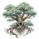 Yggdrasil Tree with entertwined roots forming around it tattoo design idea