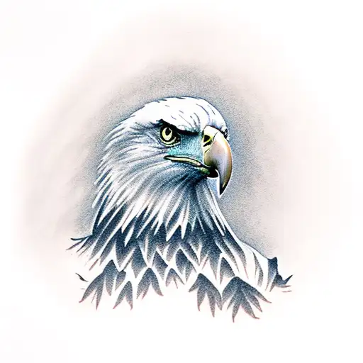 bald eagle incorperating rose, trees tattoo design idea