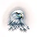 bald eagle incorperating rose, trees tattoo design idea