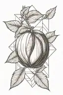 geometric peach fruit tattoo design idea
