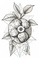 geometric peach fruit tattoo design idea