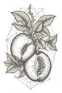 geometric peach fruit tattoo design idea