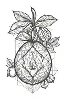 geometric peach fruit tattoo design idea
