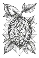 geometric peach fruit tattoo design idea