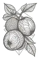 geometric peach fruit tattoo design idea