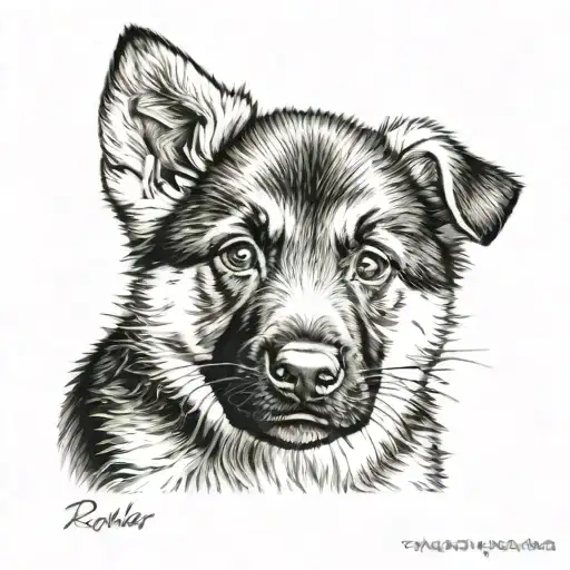 cute german shepard puppy from nose up tattoo design idea