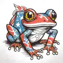 Puerto Rican flag coquí frog sitting tattoo design idea