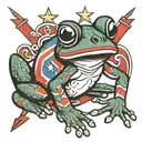 Puerto Rican flag coquí frog sitting tattoo design idea