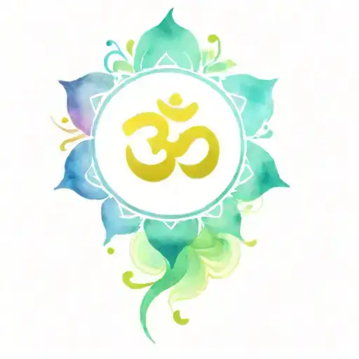OM design powerful. use vibrant colors and gradients. tattoo design idea