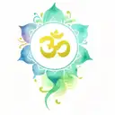 OM design powerful. use vibrant colors and gradients. tattoo design idea